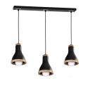 Lampa wisząca HOLLY BLACK / WOOD 3xE27 60W