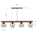 Lampa wisząca OZZY BLACK / WOOD 4xE27 60W