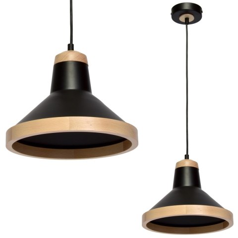 Lampa wisząca SALMA BLACK / WOOD 1xE27 60W