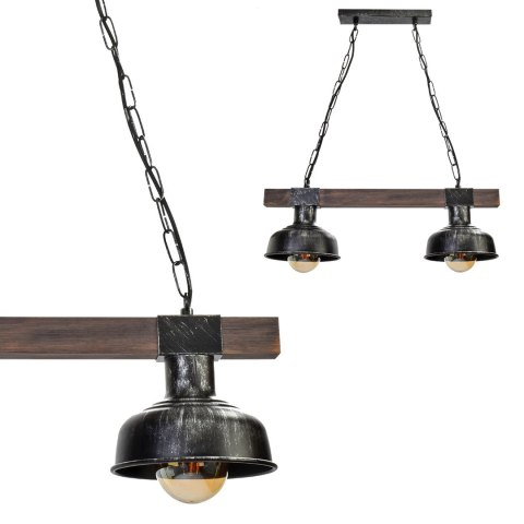 Lampa wisząca FARO BLACK/WOOD 2xE27