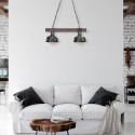 Lampa wisząca FARO BLACK/WOOD 2xE27