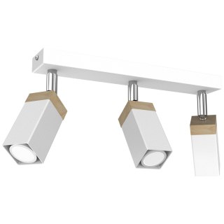 Lampa sufitowa Solo Sawn Biały / Patyna Drewno 3x mini GU10