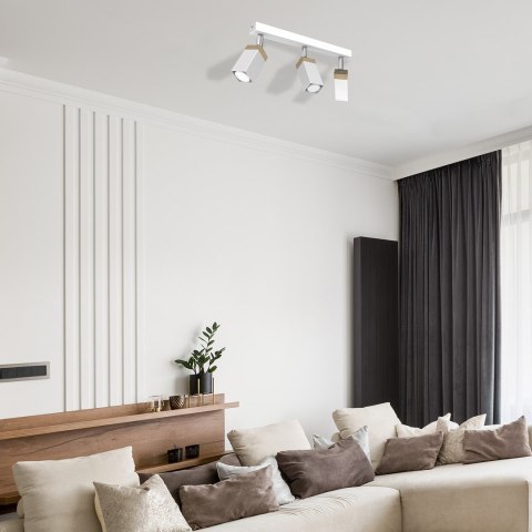 Lampa sufitowa Solo Sawn Biały / Patyna Drewno 3x mini GU10