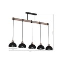 Lampa wisząca ERIK Sawn black/Patinated wood 5XE27