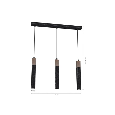 Lampa wisząca SOLO SAWN BLACK / PATINATED WOOD 3x mini GU10