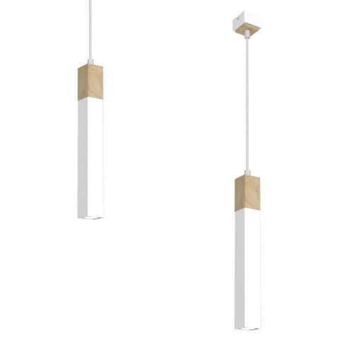 Lampa wisząca SOLO SAWN WHITE / PATINATED WOOD 1x mini GU10