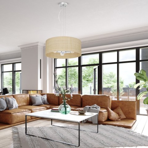 Lampa wisząca Marshall Biały/Rattan 3xE27