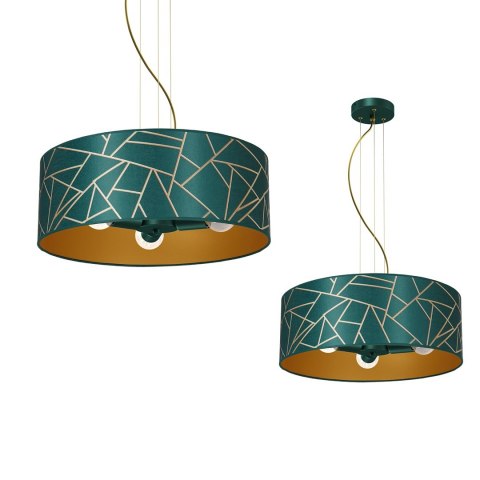 Lampa wisząca ZIGGY WHITE Gold/Bottle green 3xE27