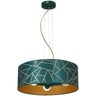 Lampa wisząca Ziggy Biały Złoty/Bottle zielony 3xE27